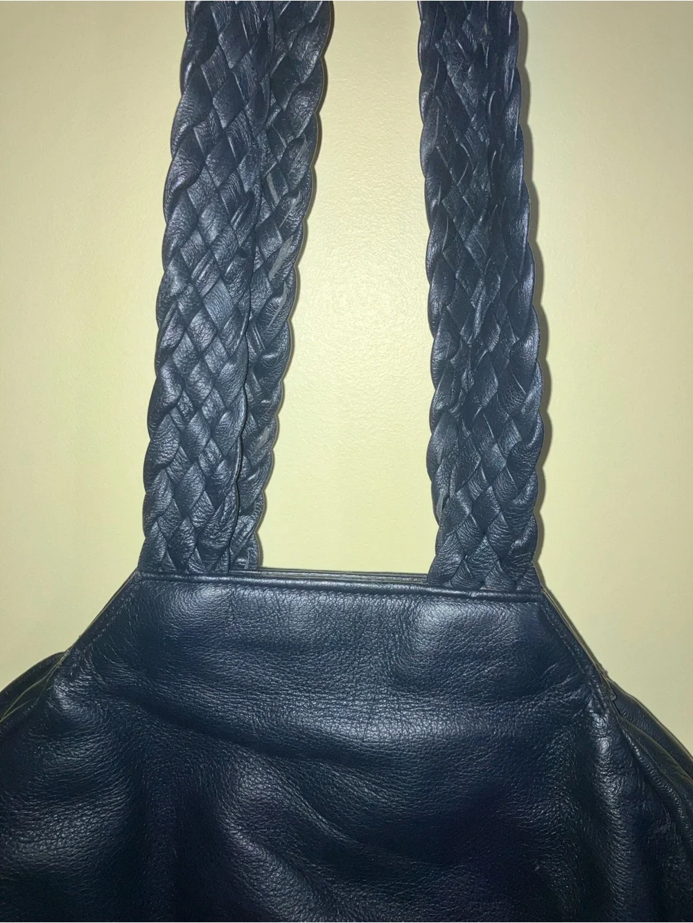 Braccialini vintage Italian leather bag handbag purse blue unique shape braided